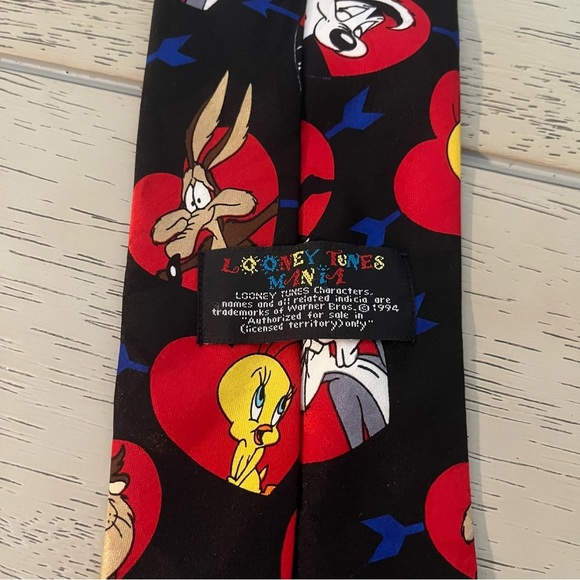 1994 Looney Tunes Mania Necktie Marvin Martian Tweety Bugs Cupid Hearts Speedy - Picture 6 of 6